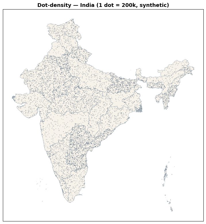 Dot-density map of India, 1 dot = 200k