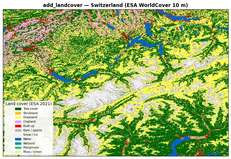 ESA WorldCover 10 m land-cover map, Switzerland