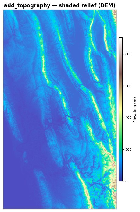 Shaded-relief topography (Copernicus 30 m)